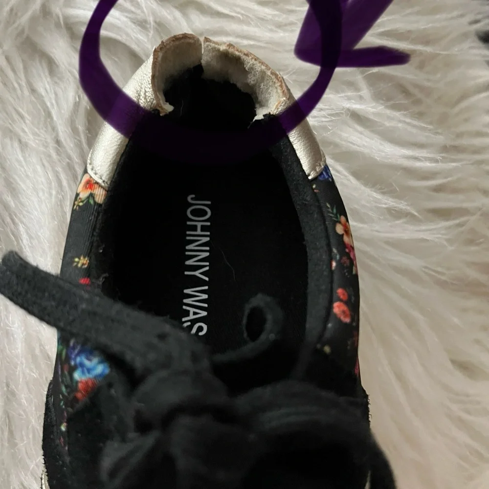 Johnny Was Black and Gold Floral Sneakers - Picture 3 of 10